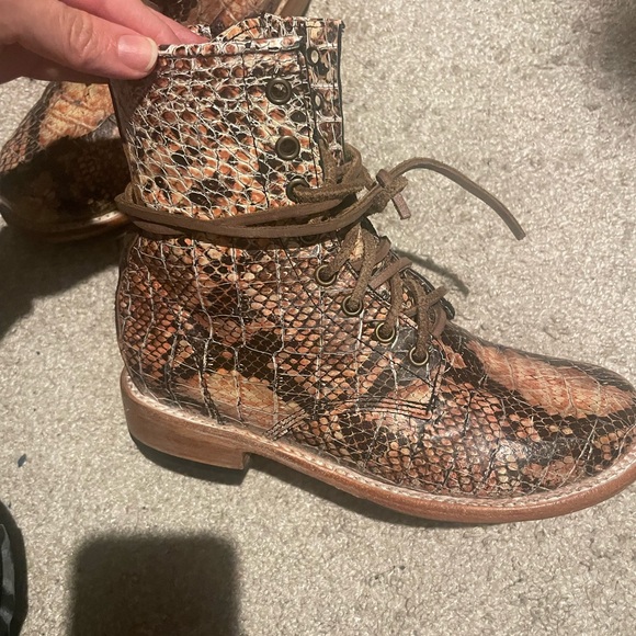 Freebird by Steven Manchester Snakeskin Combat Boots - Brown and Blush - Picture 11 of 14